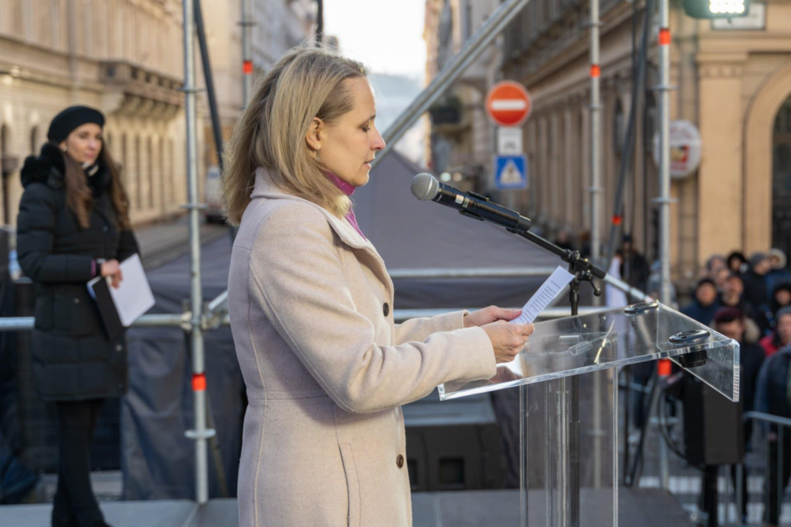 Szántai Orsolya a bírói lét ars poeticáját fogalmazta meg a szombati demonstráció záró beszédében